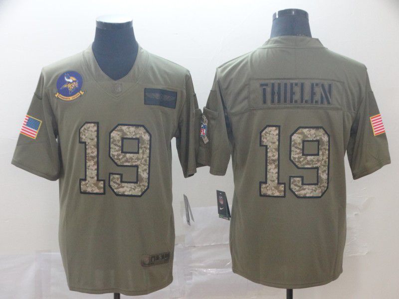 Men Minnesota Vikings #19 Thielen Nike 2019 Olive Camo Salute to Service Limited NFL Jerseys